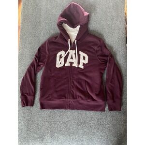 Gap Hoodie Womens XL Purple Full Zip Fleece Logo Sweatshirt Pockets Casual